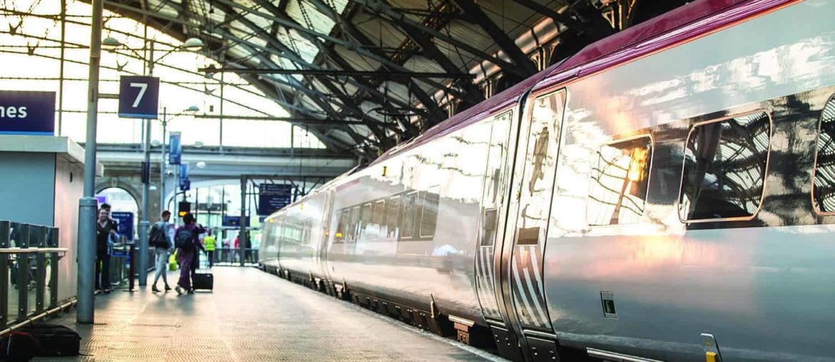 virgin train on the platform at liverpool lime street station