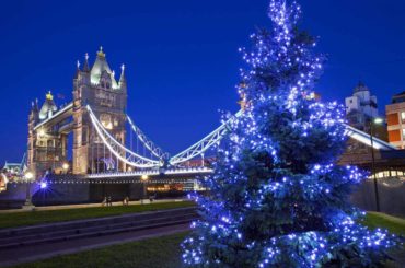 christmas tree with tower bridge in the background