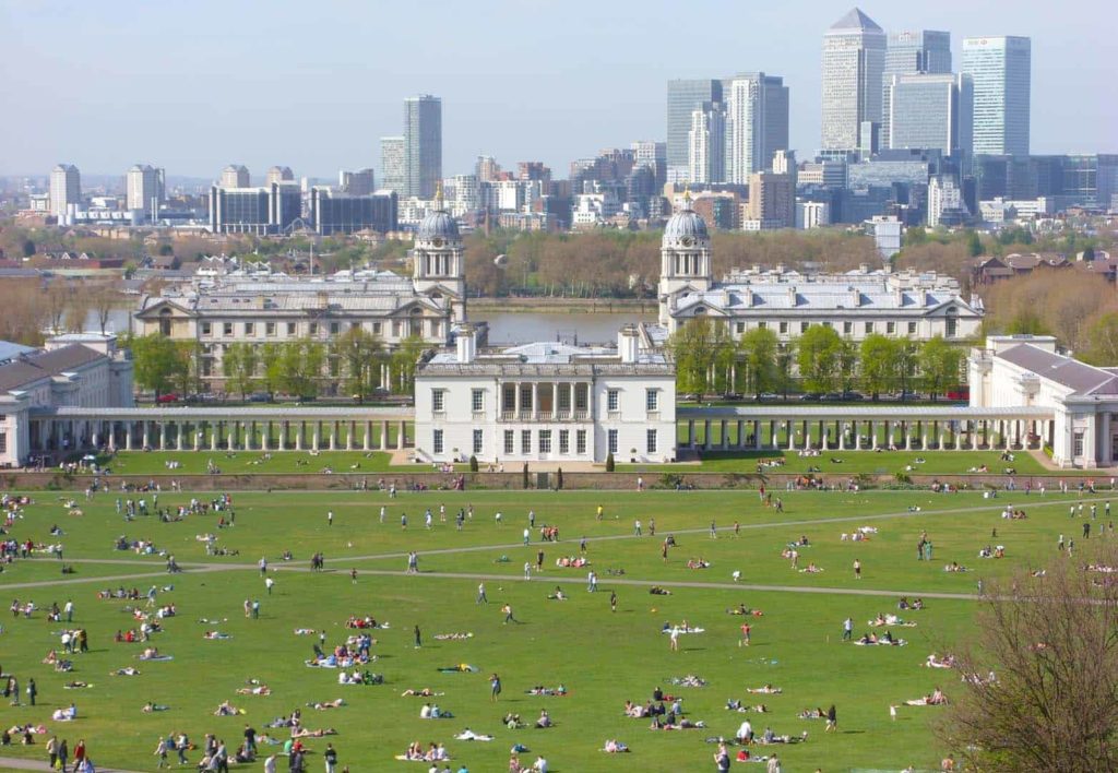 view of the old royal navy college from greenwich park