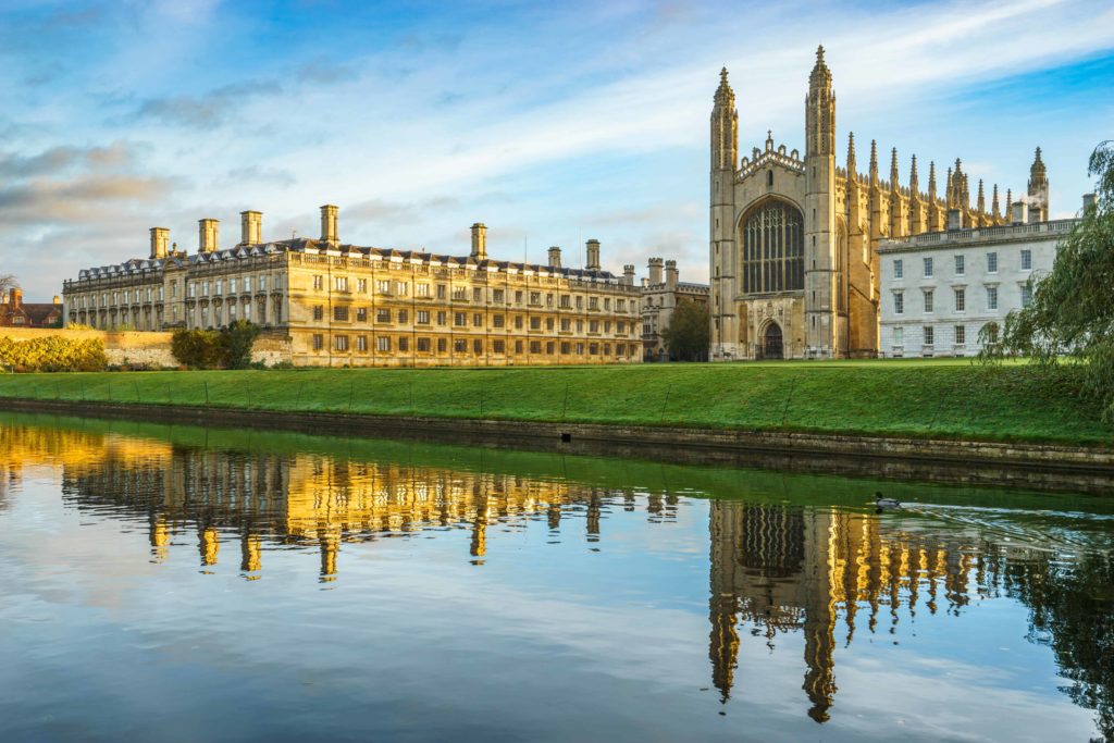 view of king's college from the river cam in cambridge
