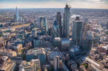 city of london aerial view of skyscrapers