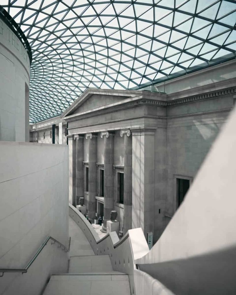 The British Museum from the inside showing the ceiling