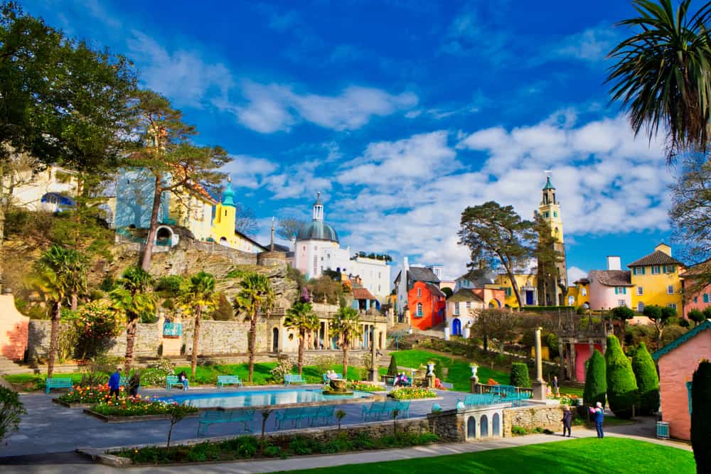 the colourful town of portmeirion in wales