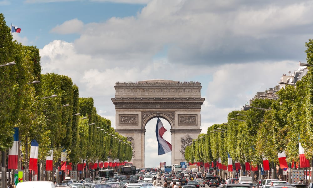 champs elysees and arc de triomphe in paris
