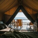 glamping tent beach sea view